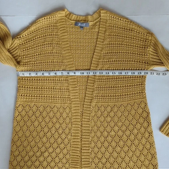 Marled Reunited Clothing Acrylic Longline Open Cardigan Sweater MEDIUM Yellow - Picture 13 of 15